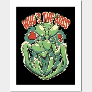 Praying Mantis Whos The Boss Funny Insect Quotes Posters and Art